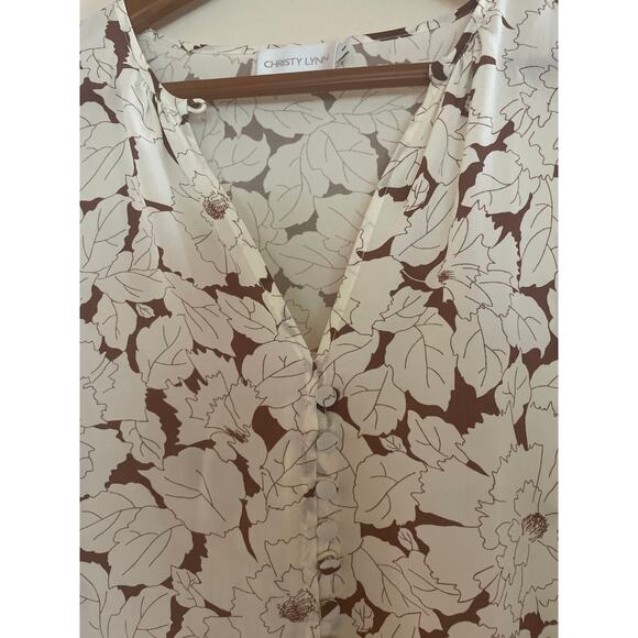 CHRISTY LYNN ($375 from Revolve) Printed 1005 Silk Peasant Blouse size S Small - Picture 4 of 5